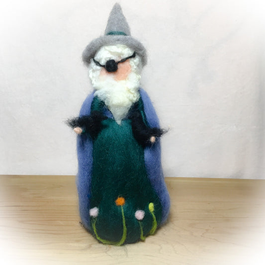 Odin on Beltane with his two ravens. Needle felted figurine. Beltane decor/ gift.