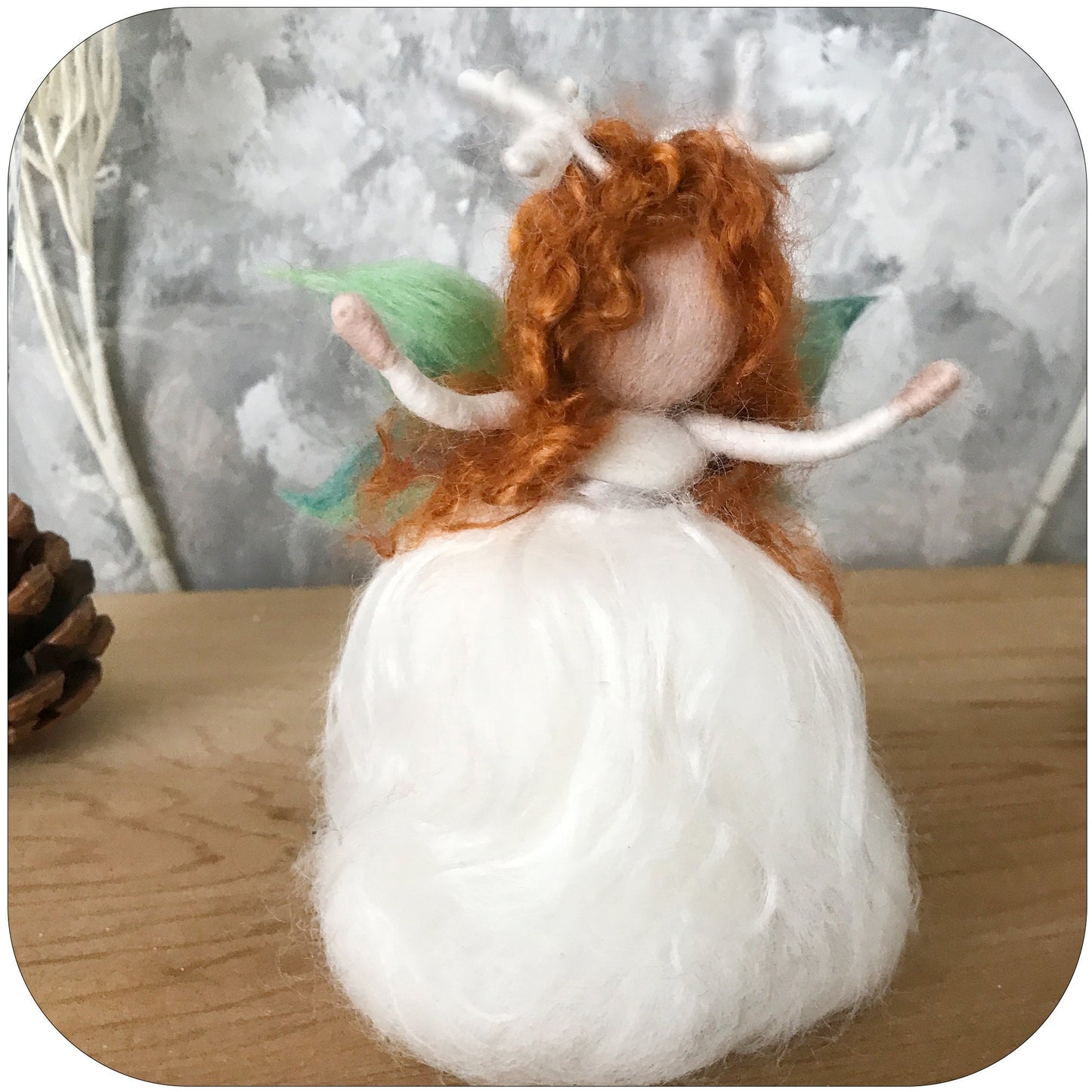 Yule Fairy ornament in wool. Reindeer Winter Christmas Fairy Waldorf inspired by Rachel Mack
